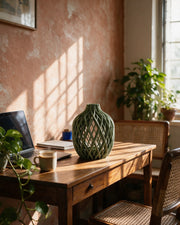 Lattice Bottle Vase – on a work desk in morning sun