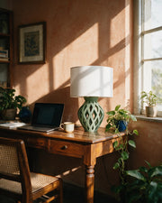 Lattice Bulb Table Lamp – on a work desk in morning sun
