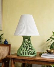 Lattice Cone Table Lamp – styled on a console