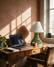 Lattice Cone Table Lamp – on a work desk in morning sun