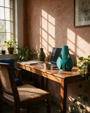 Lattice Window Vase – on a work desk in morning sun