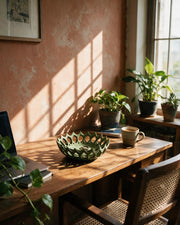 Leaf Lattice Bowl – on a work desk in morning sun