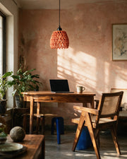 Leaf Lattice Pendant Light – on a work desk in morning sun