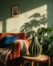 Lobe Bulb Vase – on a side table at golden hour