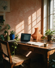 Mesh Flare Vase – on a work desk in morning sun