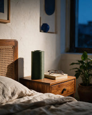 Micro Rib Vase – at night on a bedside table