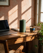 Micro Rib Vase – on a work desk in morning sun