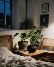 Mini Rib Planter – at night on a bedside table