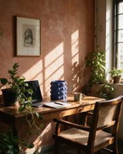 Orbicube vase – on a work desk in morning sun
