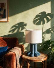 Organic Leg Table Lamp – on a side table at golden hour