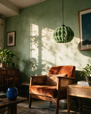Organic Lobe Pendant Light – on a side table at golden hour
