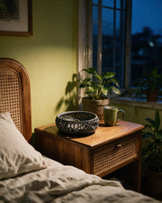 Oval Cell Bowl – at night on a bedside table