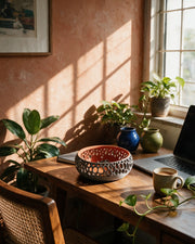 Oval Cell Bowl – on a work desk in morning sun