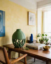 Oval Cut Vase – styled on a console