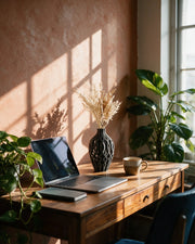 Oval Net Vase – on a work desk in morning sun