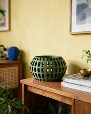 Oval Perf Orchid Planter – styled on a console