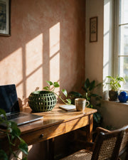 Oval Perf Orchid Planter – on a work desk in morning sun