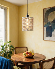 Oval Perf Pendant Light – styled on a console