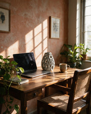Oval Perf Vase – on a work desk in morning sun