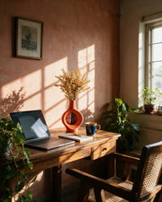 Oval Window Vase – on a work desk in morning sun