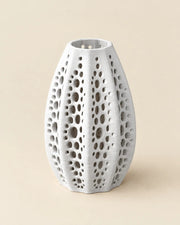 Perf Tower Vase – three-quarter studio view
