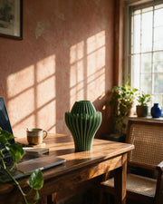 Petal Blade Vase – on a work desk in morning sun