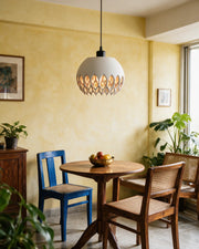 Petal Flame Pendant Light – styled on a console