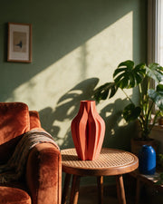 Petal Fold Vase – on a side table at golden hour