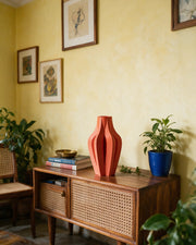 Petal Fold Vase – styled on a console