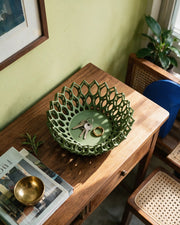Petal Lattice Bowl – styled on a console