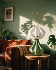 Petal Shade Table Lamp – on a side table at golden hour