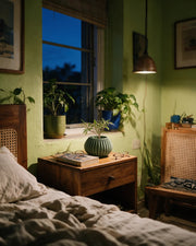 Pillar Rib Planter – at night on a bedside table