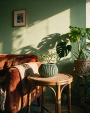 Pillar Rib Planter – on a side table at golden hour