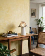 Pleat Cone Mini Lamp – styled on a console
