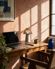 Pleat Cone Mini Lamp – on a work desk in morning sun