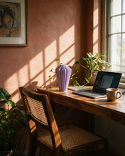 Pleat Gem Vase – on a work desk in morning sun
