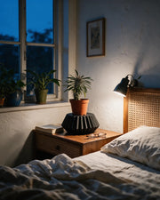 Pleat Plant Stand – at night on a bedside table