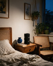 Pleat Stack Vase – at night on a bedside table