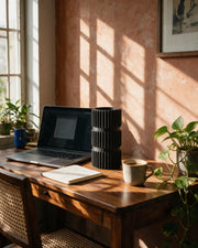 Pleat Stack Vase – on a work desk in morning sun