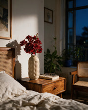 Pyramid Stud Vase – at night on a bedside table