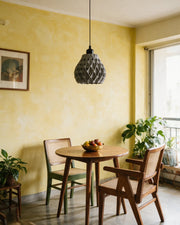 Quilt Bell Pendant Light – styled on a console