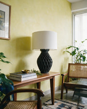 Quilt Bulb Table Lamp – styled on a console
