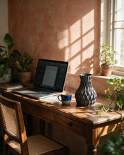 Quilt Bulb Vase – on a work desk in morning sun