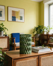 Quilt Pen Cup – styled on a console