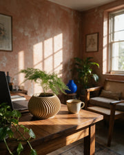 Radial Fin Planter – on a work desk in morning sun