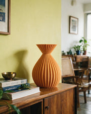 Radial Pleat Vase – styled on a console