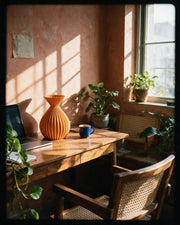 Radial Pleat Vase – on a work desk in morning sun