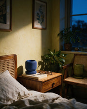 Reed Rib Planter – at night on a bedside table