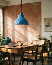 Rib Bell Pendant Light – on a work desk in morning sun