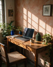 Rib Bottle Vase – on a work desk in morning sun